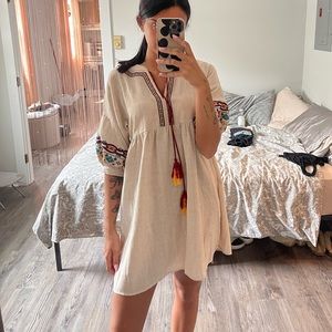 Fall embroidery shift dress